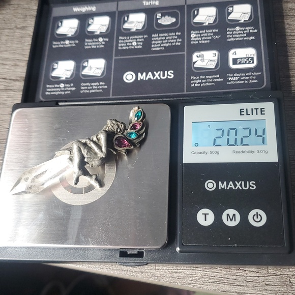 Silver Crystal Fairy Pendant with Teal and Purple Accents P410 - Picture 6 of 6